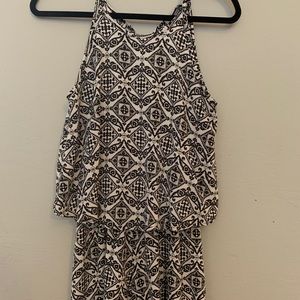 Black and white print romper